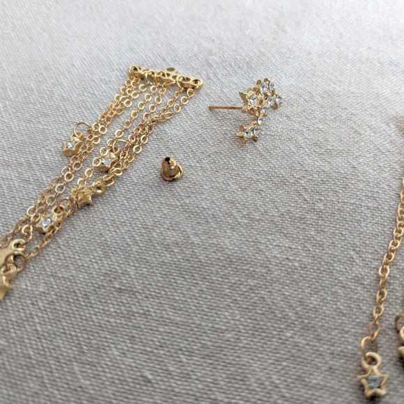 Celestial Golden Dangly Ear Jacket Earrings - Picture 15 of 16